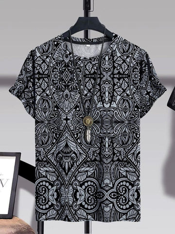 Cotton Prined Half Sleeves Mens Round Neck T-Shirt